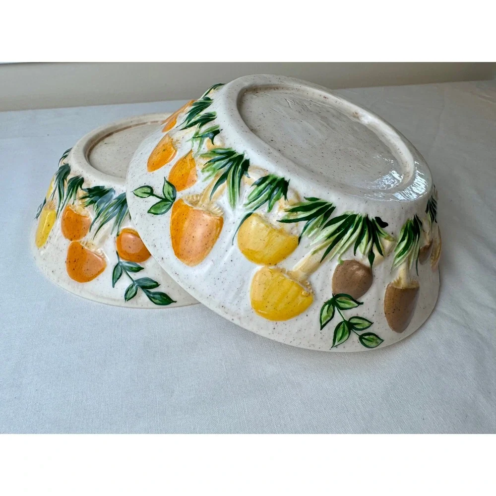 Arnels 1970s Vintage Mushroom Ceramic Bowls Set 2‎ MCM Hand Painted Speckled